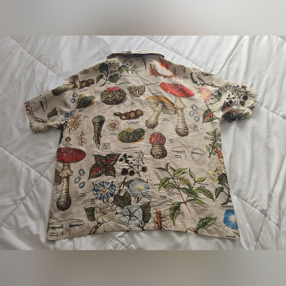 RARE Amiri Mushroom short sleeve psychedelic Button Polo Shirt 100% Silk - Picture 10 of 13